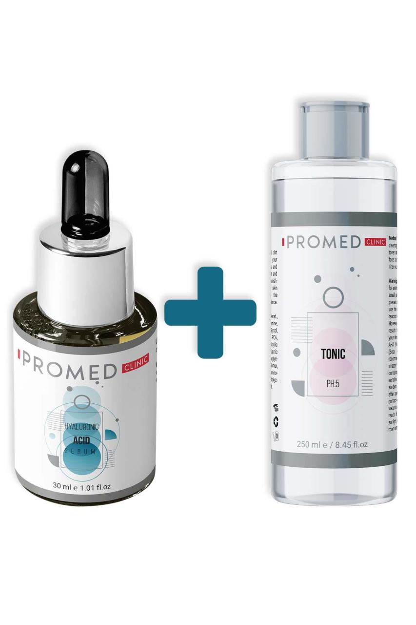 Yaşlanma Karşıtı Hyaluronic Serum 30 ml + Kir ve Makyaj Kalıntılarını Temizleyici Tonik 250 ml