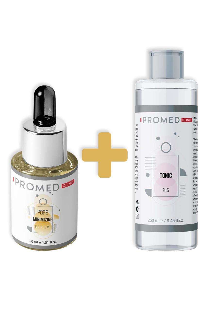 Gözenek Küçültücü & Akne, Siyah Nokta Giderici Serum 30 ml + Kir ve Makyaj Kalıntılarını Temizleyici Tonik 250 ml