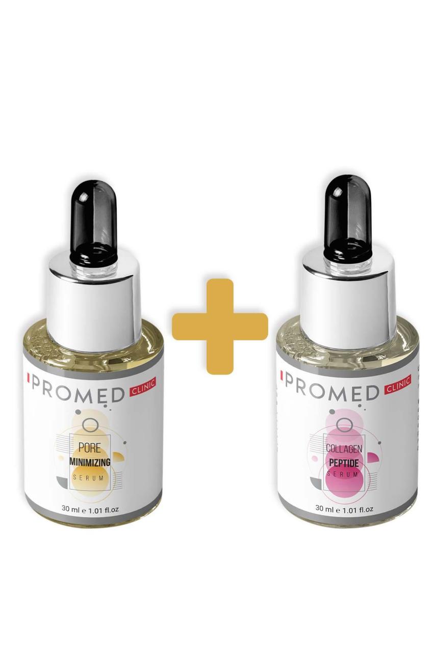 Gözenek Küçültücü & Akne, Siyah Nokta Giderici Serum 30 ml + Kırışıklık Karşıtı Peptit Kolajen Serum 30 ml