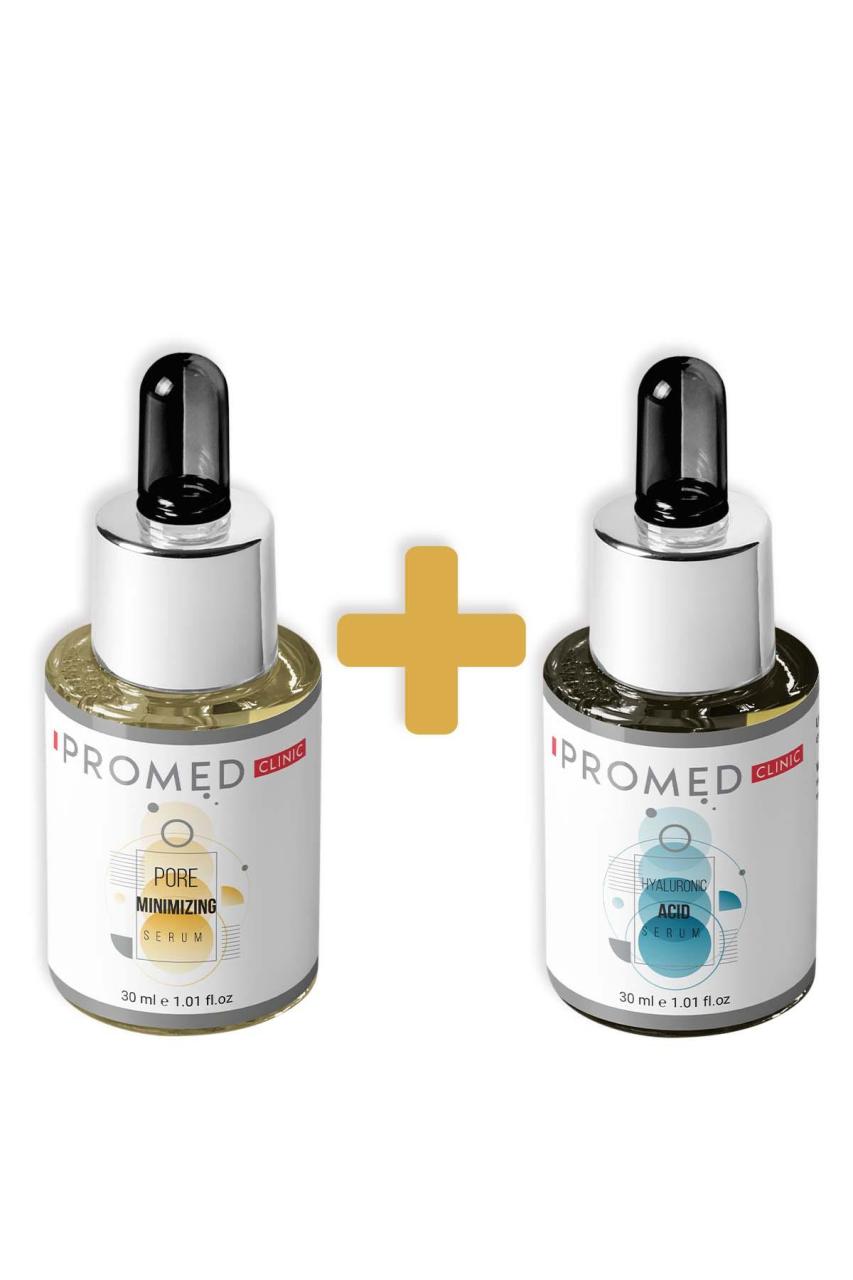Gözenek Küçültücü & Akne, Siyah Nokta Giderici Serum 30 ml + Yaşlanma Karşıtı Hyaluronic Serum 30 ml