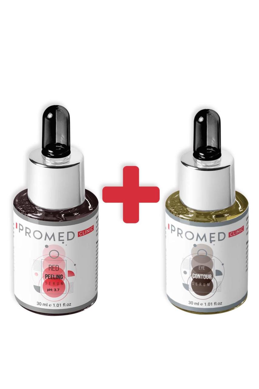 Cilt Yenileyici Akne Karşıtı Kırmızı Peeling Serum 30 ml + Aydınlatıcı Göz Çevresi Serumu 30 ml