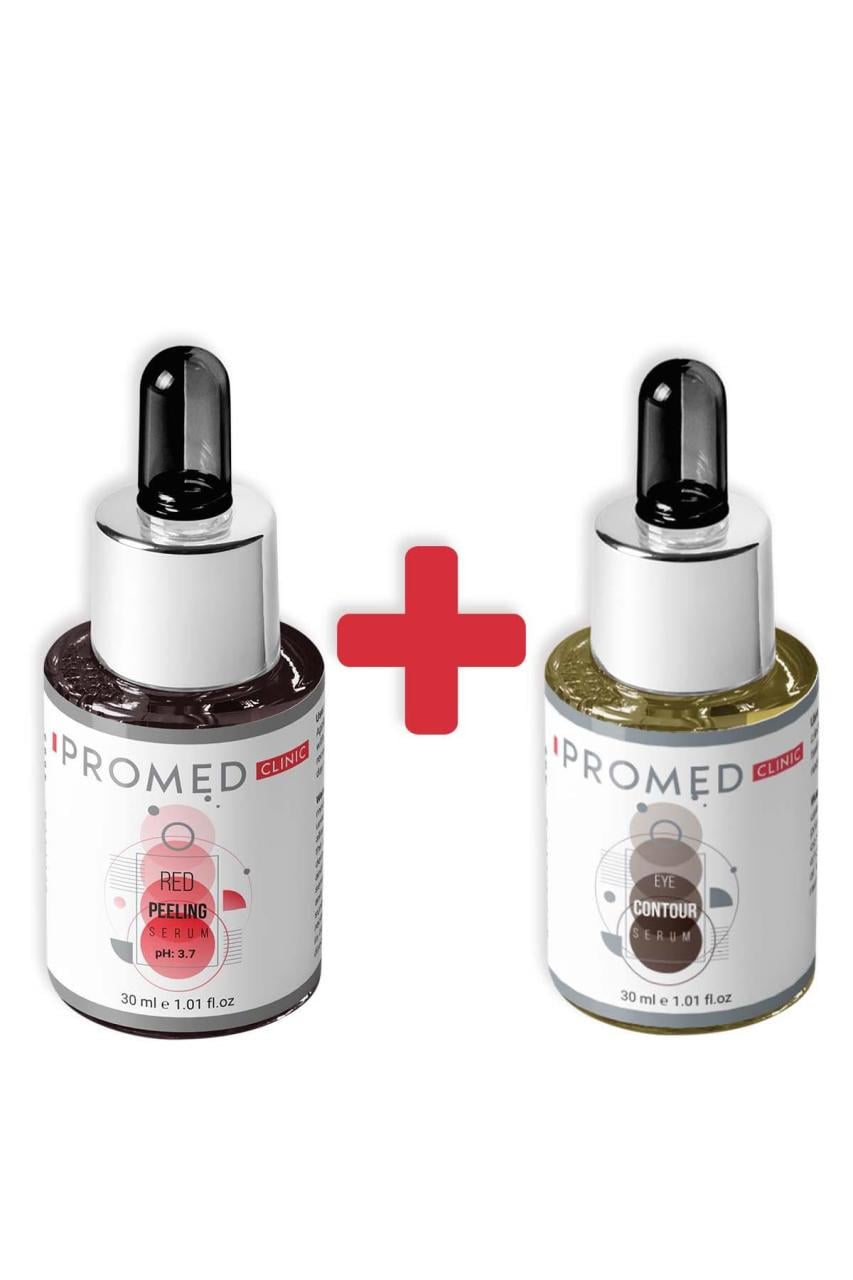 Cilt Yenileyici Akne Karşıtı Kırmızı Peeling Serum 30 ml + Aydınlatıcı Göz Çevresi Serumu 30 ml